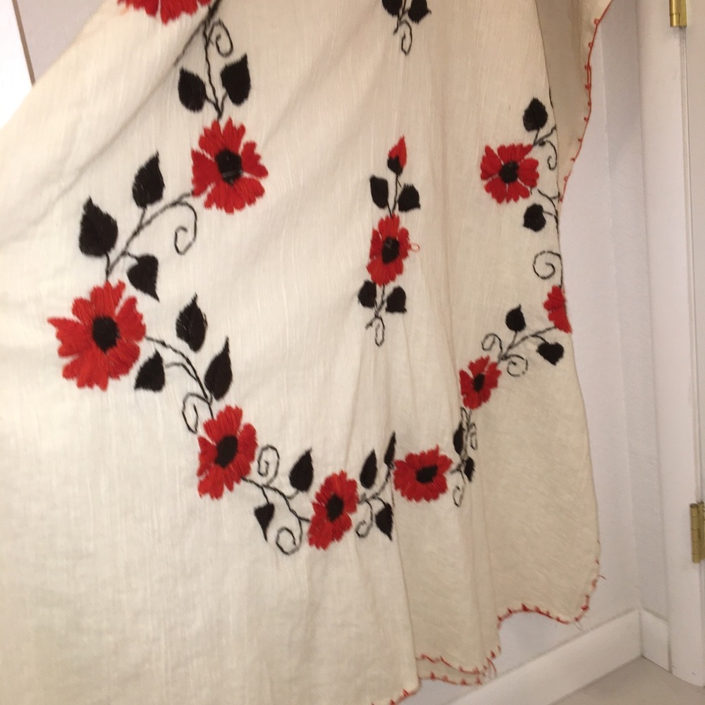 VTG Embroidered Bohemian Kaftan Cream SZ:Large - Picture 5 of 6